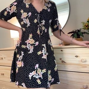 Topshop Dotted Tie Front Dress